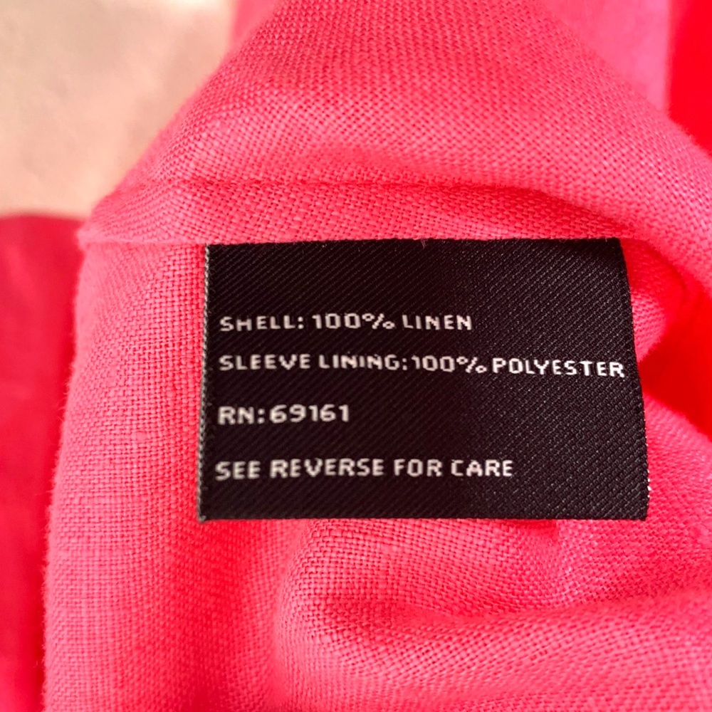 Carlisle Size 2 Pink 100% Linen Puffy Sleeve Top - Picture 5 of 5